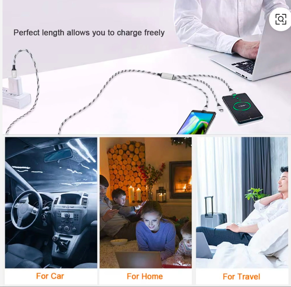 3 in 1 cloth cable