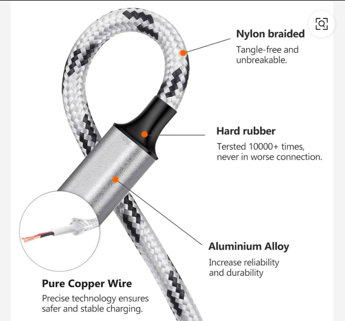 3 in 1 cloth cable